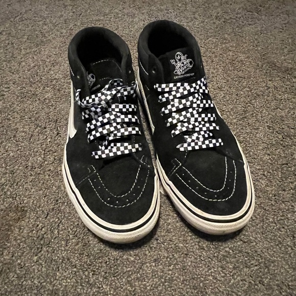 Black and White Vans Sk8 High-Top Sneakers - Picture 3 of 10